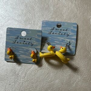 Vibrant Yellow Duck Jewelry Earrings